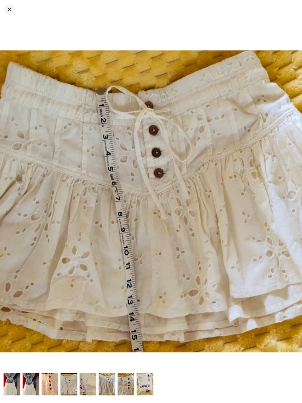 Free People Roselle Eyelet Skirt in Ivory size large - Picture 4 of 8